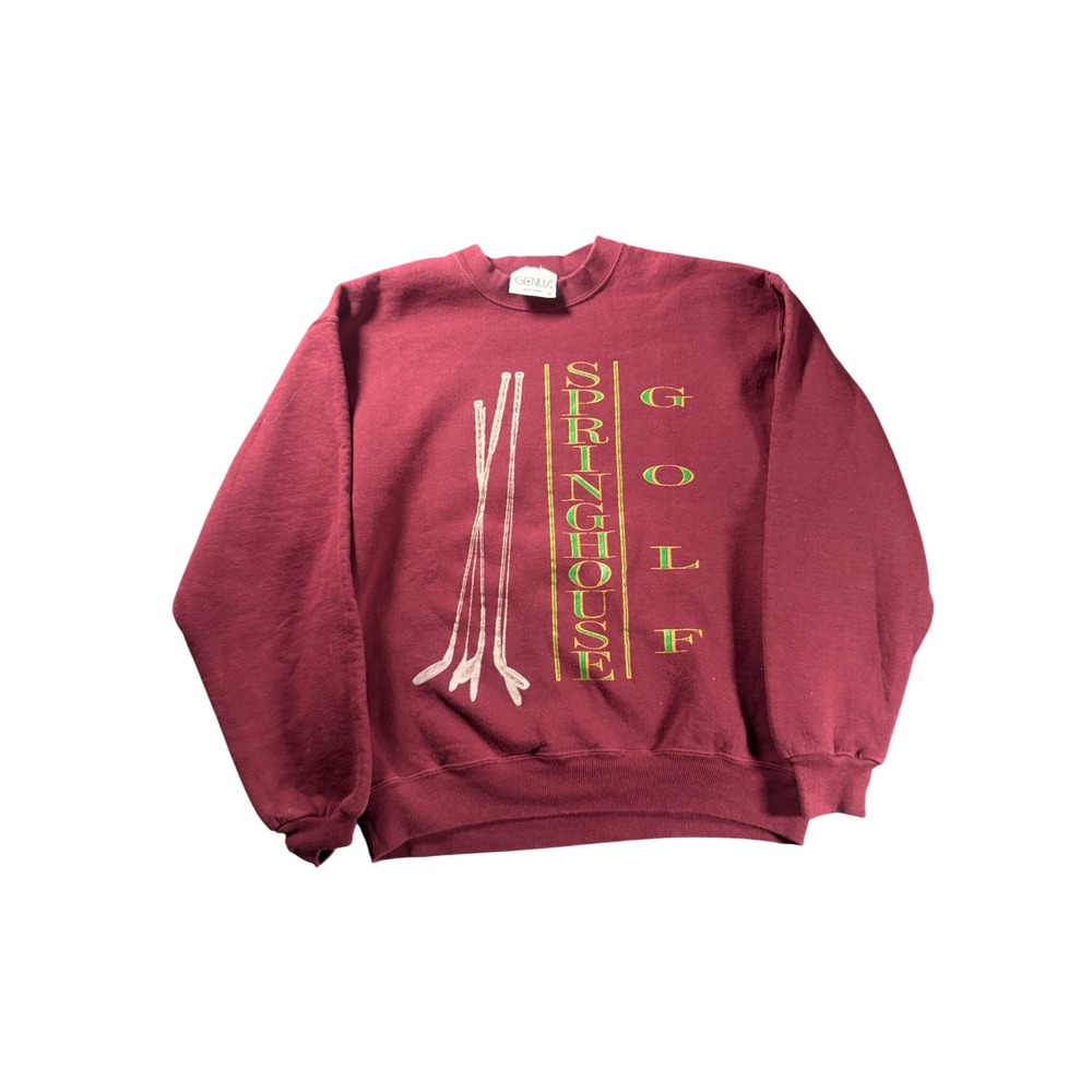 Vintage 90s Genus Springhouse Golf Sweatshirt Maroon Heavyweight Crewneck USA M